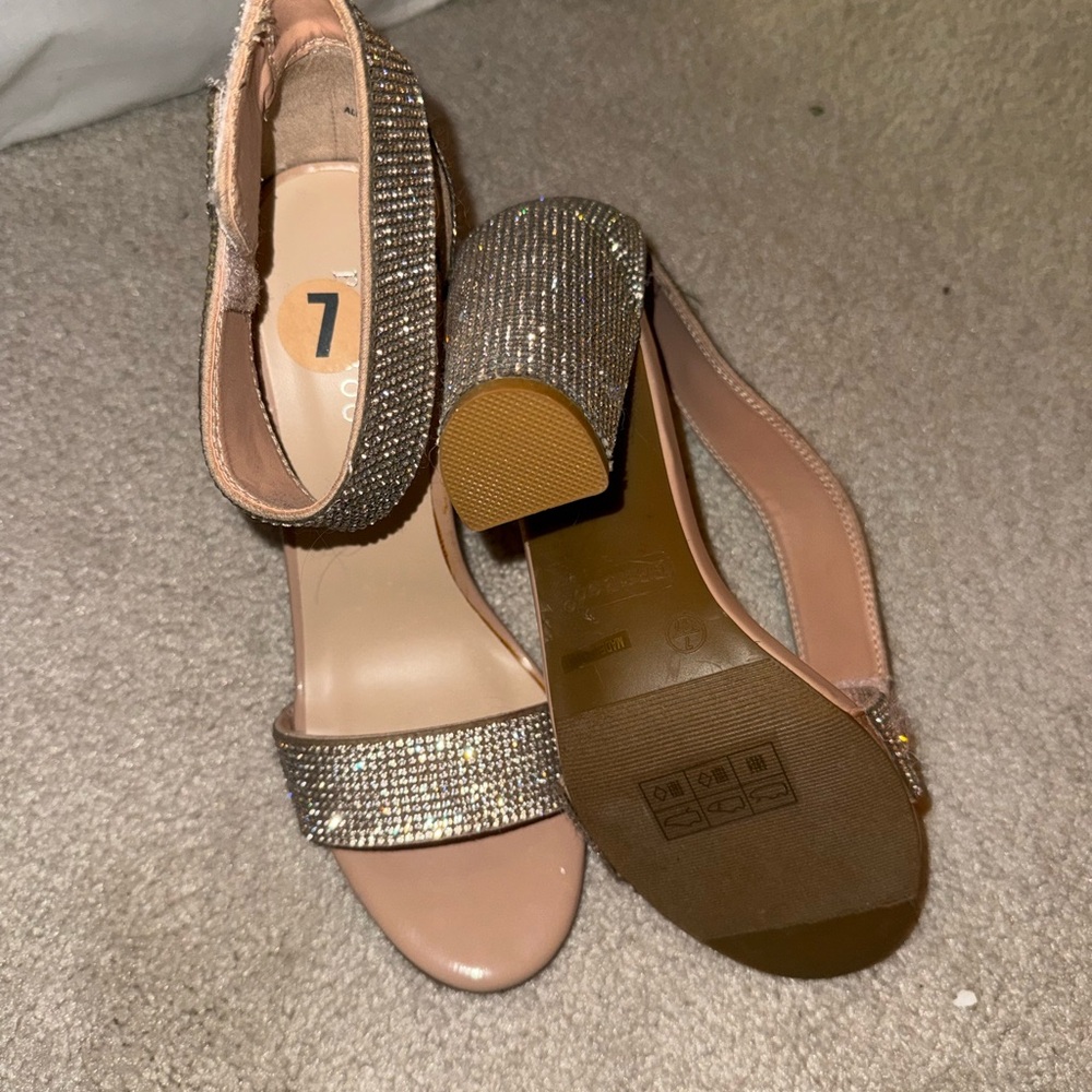Women's Sparkly Rhinestone Block Heels